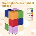 Foam Building Blocks for Kids: 12-Pieces PU Leather Colorful Foam Blocks - Building Toys for Toddler - Giant Stacking Blocks Toys - Soft Indoor Playset for Birthday Gift Preschool Learning (Classic)