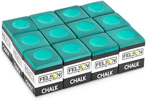 Felson Pool Chalk Cubes | Pool Table Accessories for Table Billiards | Pool Cue Chalk & Storage Box | Green 12 Count (Pack of 1)