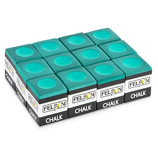 Felson Pool Chalk Cubes | Pool Table Accessories for Table Billiards | Pool Cue Chalk & Storage Box | Green 12 Count (Pack of 1)