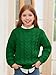 Haloumoning Girls Pullover Sweaters Kids Cute Cable Knit Long Sleeve Crewneck Chunky Jumper Tops 5-14 Years Green