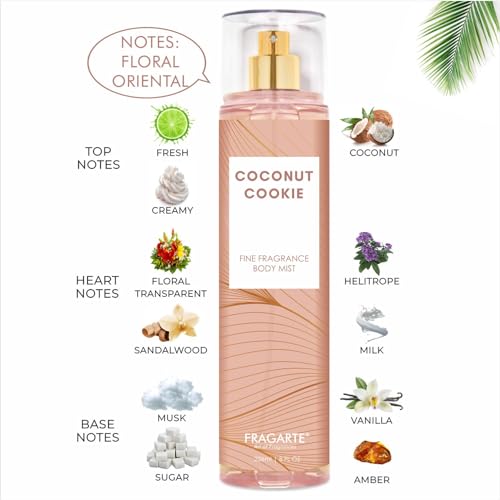 Image of Coconut Cookie Perfume Body Mist Spray Refreshing Long Lasting For Women's Elegant Fragrance Floral Oriental Creamy Cozy Ideal for Everyday Wear(236ml)