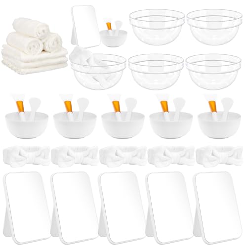 Lot de 42 accessoires de fête spa pour filles, accessoires de fête Sleepover, avec bols mélangeurs, miroirs de maquillage, serviettes de toilette, bandeaux, pinceaux...