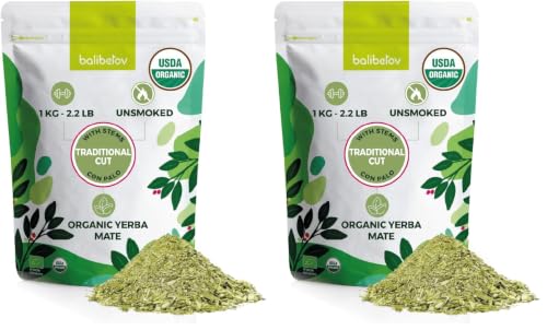Image of BALIBETOV Organic Yerba Mate, 2.2 lb Loose Leaf - Unsmoked Pure Leaf, Clean Natural Energy, Gluten-Free & Vegan (Pack of 2)