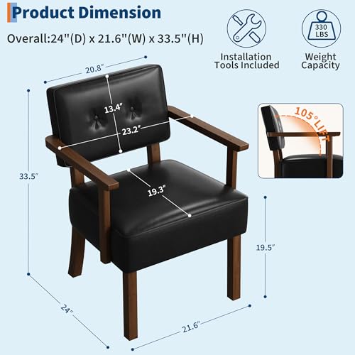 Sillón Plegable Cuero Sintético Negro miniatura 2