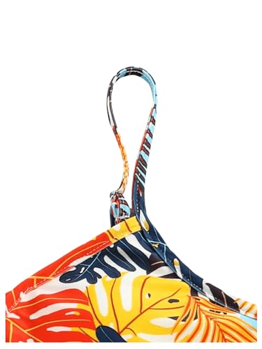 Image of WDIRARA Girl's 2 Piece Swimsuits Summer Tropical Print Boho Swimwear Set Backless Sport Swimsuit