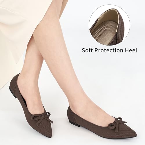 Image of Ablanczoom Ballet Flats Shoes for Women: Dressy Pointed Toe Bow Knit Flats Comfortable Slip On Work Business Casual Shoes