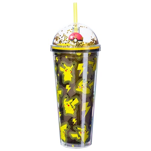 Image of Silver Buffalo Pokemon Lightning Pikachu, Dome Top Travel Tumbler, 24oz | 0.71 Liters