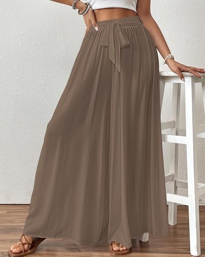 Image of Bsubseach Women Wide Leg Pants Floral Flowy Palazzo Pants