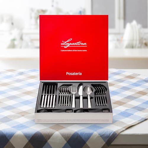 Lagostina Giada Set Servizio Posate Acciaio Inox 18/10 per 6 Persone, 24 Pezzi, con 6 Forchette, 6 Coltelli Tavola, 6 Cucchiai, 6 Cucchiaini Caffè, Spessore 3.5 mm, Finitura Lucida a Specchio - immagine 5
