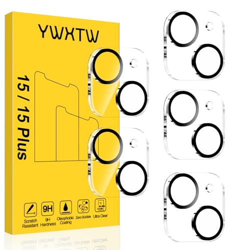 YWXTW [5 Pack Designed for iPhone 15 Camera Lens Protector, for iPhone 15 Plus Camera Lens Protector, Night Shooting Mode, Anti Scratch HD Clear 9H Hardness Tempered Glass