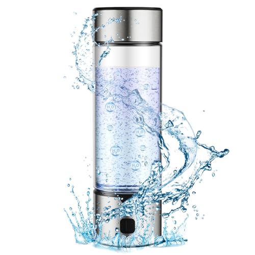 QJUZO Hydrogen Water Bottle, 460ml Hydrogen Water Bottle Generator, Leak-Proof, SPE/PEM Technology, 1600PPB Hydrogen-Rich Water In 3 Min for Home, Office, Travel, Sliver