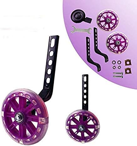 - training wheels flash mute wheel bicycle stabiliser mounted Kit compatible for bikes of 12 14 16 18 20 Inch, 1 Pair