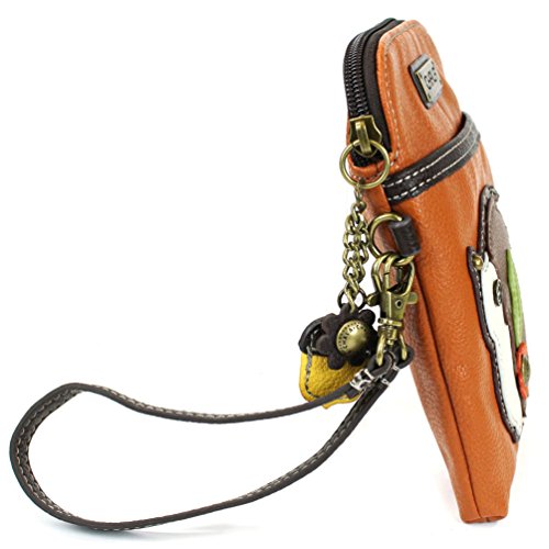 Image of CHALA Woodland Animal Collection Cell Phone Crossbody Purse-Women PU Leather /Canvas Multicolor Handbag with Adjustable Strap