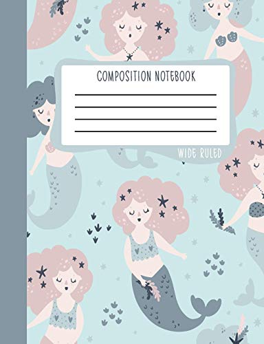 Composition Notebook: Wide Ruled: 100+ Lined Pages Writing Journal: Cute Mermaids 1028 image 5
