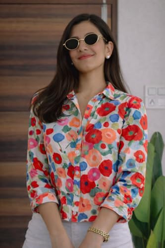 Image of Women's Korean Style 3 /4 Sleeve Oversized Button Down|| Workwear Top Shirt for Office & Casual Wear Women Shirt || Shirt for Woman || Top for Women (L-98-101)