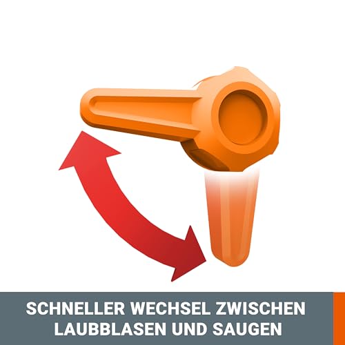 WORX WG505E Trivac Laubbläser & Laubsauger 3000 W – 3-in-1 Funktion als Laubbläser, Laubsauger & Mulcher - 335km/h Blasgeschwindigkeit - 600m³/h Saugvolumen – inkl. 45L Fangsack