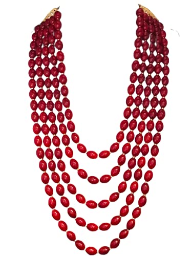 THE OPAL FACTORY Glass Stone Traditional Rajasthani Semi Precious Ruby Imitation Five Layer Necklace Mala In Deep Red For Women (B08KTRH4SZ) Amazon Price History, Amazon Price Tracker