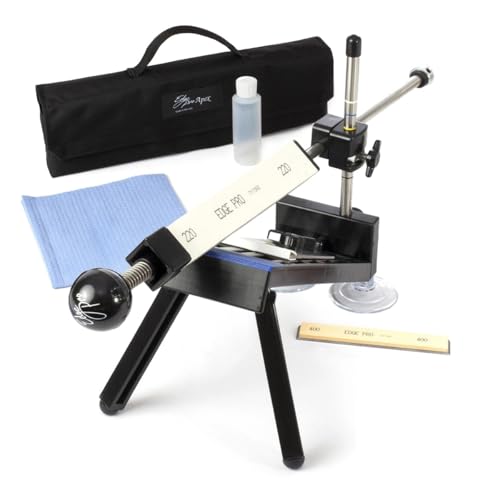 Edge Pro Apex 1 Sistema de afilado de cuchillos profesional, kit de afilador de cuchillos guiado con ángulos ajustables y piedras de agua, afilador compacto fabricado en Estados Unidos para cuchillos
