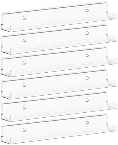 Lifewit Narrow Floating Shelves for Vinyl Record 6 Pack, 12″ Clear Wall Shelves for Nail Polish/Book/Picture/Makeup, Acrylic Wall Display Shelf Organizer for Bedroom, Living Room, Bathroom Decor Lifewit Narrow Floating Shelves for Vinyl Record 6 Pack, 12″ Clear Wall Shelves for Nail Polish/Book/Picture/Makeup, Acrylic Wall Display Shelf Organizer for Bedroom, Living Room, Bathroom Decor