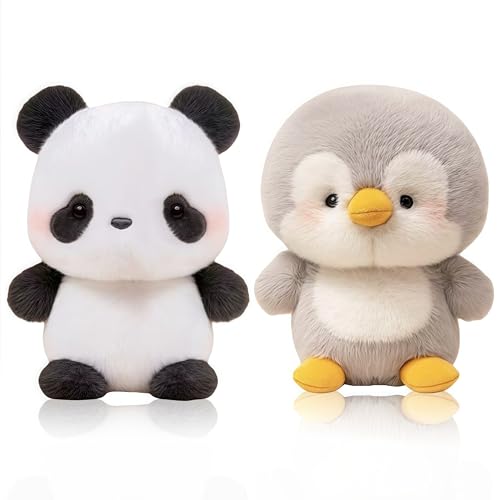 EduPlayte 16 Cm Suave Muñeco, 2 Piezas Pequeño Peluche, Oso Pequeño Peluche, Muñeca de Cerdo, Idea de Regalo para Niños y Personas Adultas (Pandas y pingüinos)