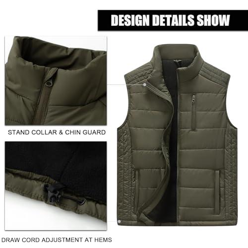 Image of Msmsse Men's Outerwear Vests Winter Quilted Padded Vest Gilet Stand Collar Warm Puffer Vest