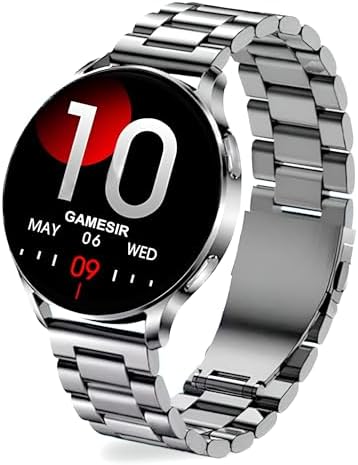 GameSir Evo Vista Premium Smartwatch 1.39" Round Display with Stainless Metal Strep, Bluetooth Calling & Health Monitoring, Multi Sports Modes, Voice Assistant, Waterproof for Men’s & Women’s(Silver)