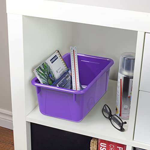 Image of Storex Small Cubby Bins - Plastic Storage Containers for Classroom, 12.2 x 7.8 x 5.1 inches, Class Purple, 5-Pack (62419A05C)