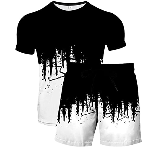 Ensemble short à manches courtes homme à impression 3D abstraite en grande taille 4XL