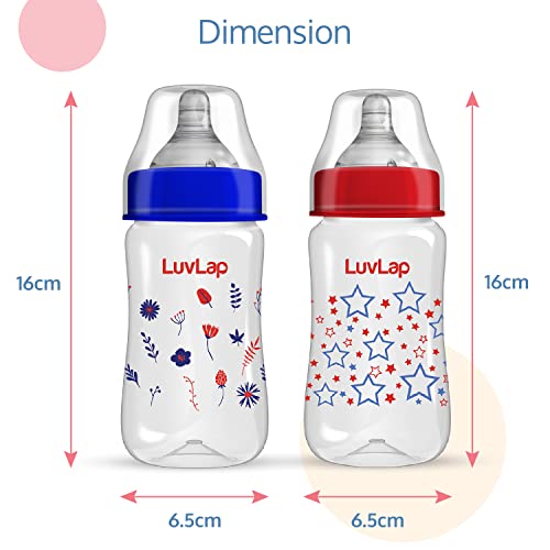 LuvLap-Anti-Colic-Wide-Neck-Natura-Flo-Baby-Feeding-Bottle-250ml-Pack-of-2-New-Born-Infants-Toddler-Upto-3-Years-Stars-BPA-Free