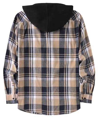 Image of Hooded Flannel Shirts for Men Plaid Long Sleeve Flannel Jacket Hoodies