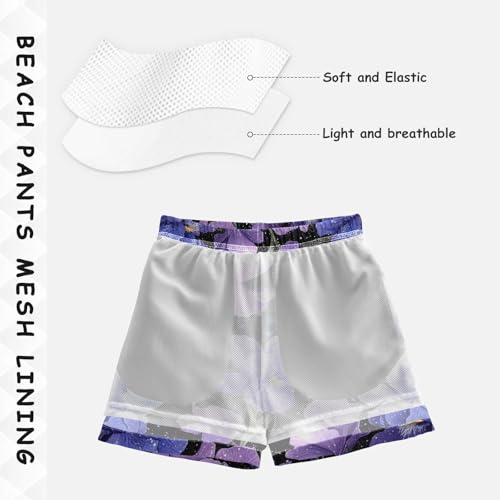 Pigsaly Boys Swim Trunks Purple Lilac Gradient Flower Boys Board Shorts Swimsuit Swimwear Summer Bathing Suit XS4