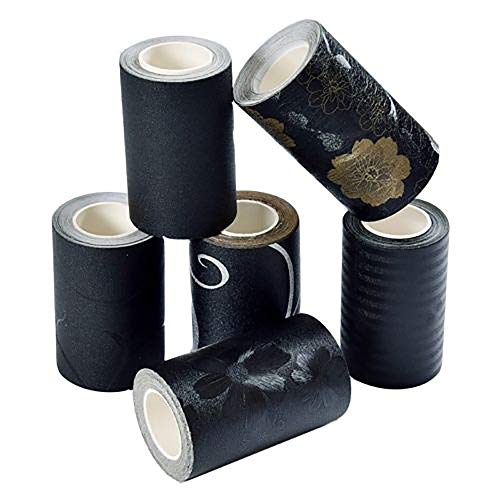 YOUMU - Cenefa de pared autoadhesiva, 5 m, resistente al agua, decoración floral, color negro, pvc, # 3, 5m x 10cm