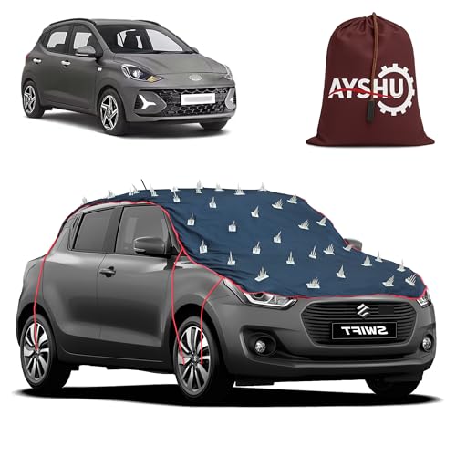 Image of AYSHU Water-Resistant Spike Car Cover for Hyundai Grand i10 Nios - Protects from Dogs, Monkeys, Dust, Sunlight & UV - Full Roof Universal Fit