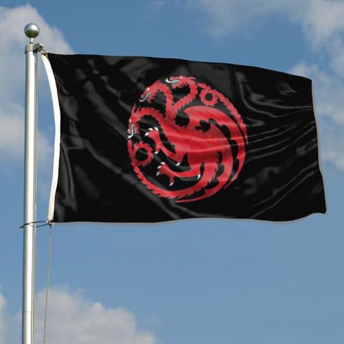 2but House Stark Targaryen Classic Flag banner 3x5ft Man Cave (Black)