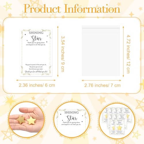 Golden Star Pins Gift Badge Lapel Pins with Inspirational Greeting Cards and Bag Thank You Gifts for Nurse Student Teacher Employee Team Volunteer3