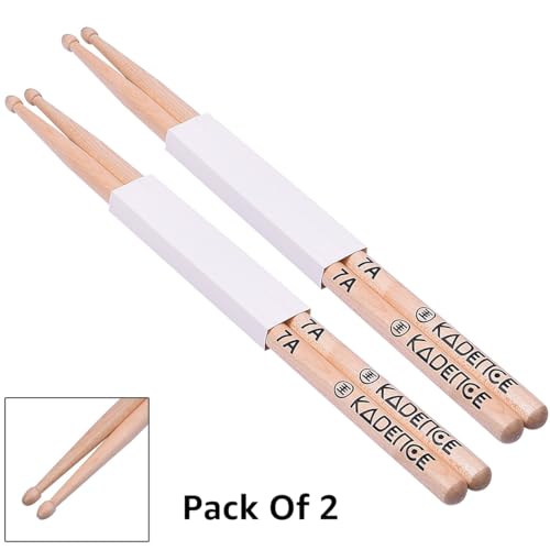 Image of Kadence MW7A-C Jamming Series Drumsticks Combo | Pack of 2 | 7A Size Maple Wood | Acorn Tip with Smooth Matte Finish | Pair Weighs 62 g | Natural