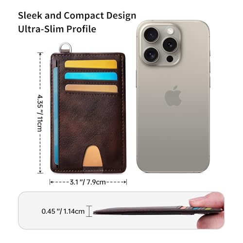 Image of Mayski Slim Wallet, Credit Card Holder for Women, Minimalist Front Pocket RFID Blocking Card Cases, Small Wallet Women Men(MF Brown)