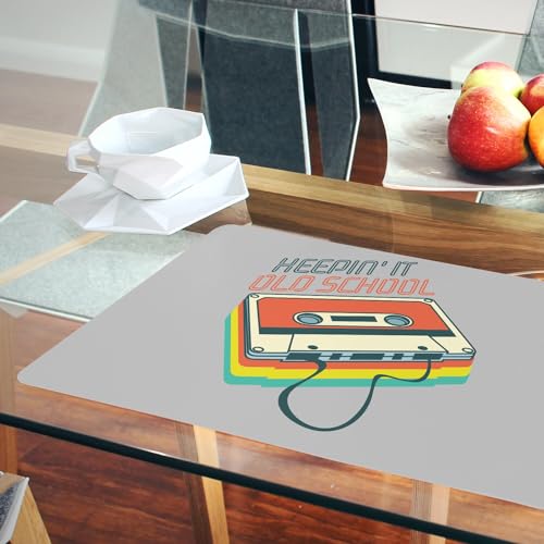 Sets de table liège cassette audio anti-tache grand format gris x4 - 6