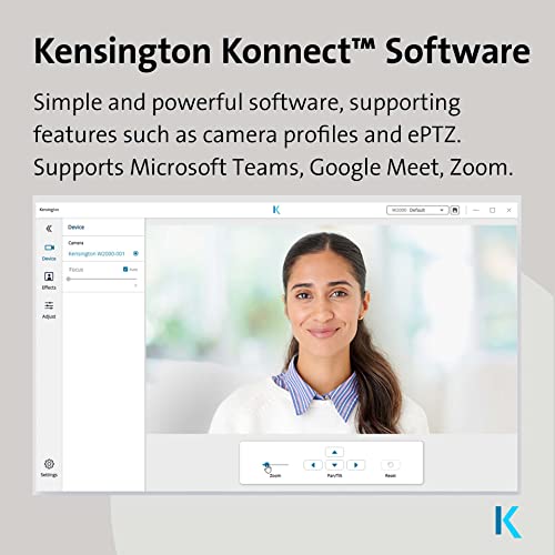 Image of Kensington W1050 1080p Fixed Focus Wide Angle Webcam for Video Conference, Dual Stereo Mic, Software Control, Privacy Cover, Works with Microsoft Teams, Google Meet, Zoom and More (K80250WW)