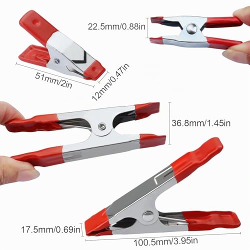 Miniatura 2 de 20 Piezas Abrazaderas De Resorte De Metal, Pinzas Para Hacer Modelos Con Punta Recubierta De Goma, Abrazaderas De Madera Antideslizantes Para Carpintería Lona Clips 4 Inch 2 Inch
