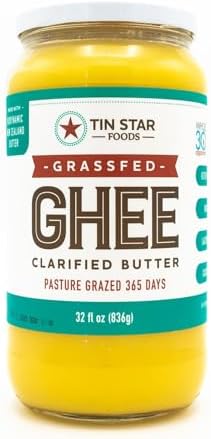 Tin Star Foods Grassfed Ghee perfect for high temp baking, roasting, cooking, bbq, grilling. Ayurvedic, Keto, Vegetarian, Paleo, Gluten Free, Low Carb.