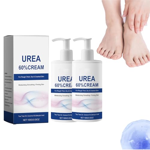 Crema reparadora para pies con 60% de urea, para pies agrietados y secos, tratamiento hidratante intensivo para hidratación, suavizar y nutrir ásperos (2 unidades)