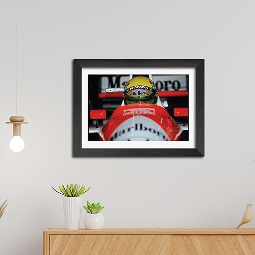 Image of TenorArts Ayrton Senna Poster F1 Driver Poster Formula One Photo Frame Painting with Matt Finish Dark Black Texture (12 inches x 9inches)