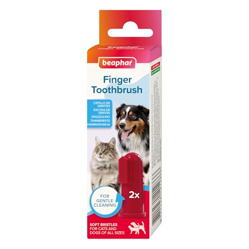 Beaphar Cepillo Dental de Dedo para Perros y Gatos -Limpieza Suave y eficaz - 2 Unidades