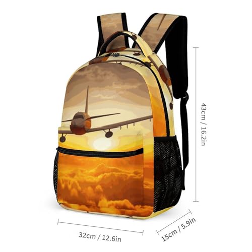Aircraft Plane at Sunset Backpack for Travel, Ultra Durable Small Bookbag Lightweight Daypack for Women Men2