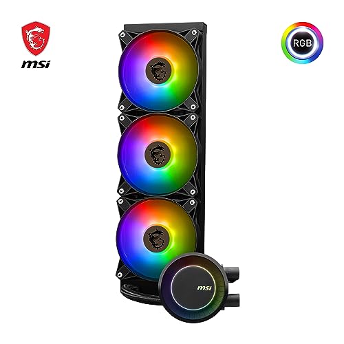 MAG CORELIQUID E360 AIO CPU Liquid Cooler - Piastra di raffreddamento in rame, ARGB Blockhead & ventole FDB, water block a 2 camere, radiatore split-flow, supporto Mystic Light - per AMD e Intel - Sistema di raffreddamento - Immagine 2