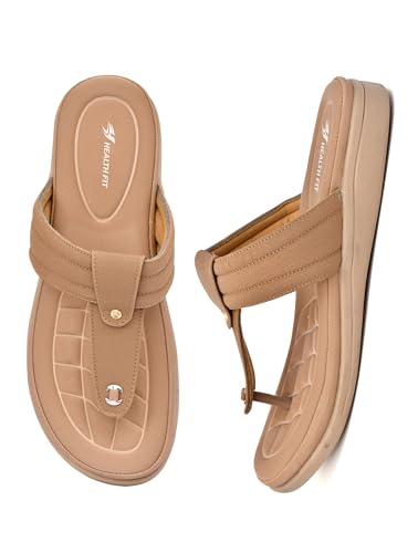 Image of HEALTH FIT EXTRA SOFT Women's Comfortable Memory Foam Doctor Slippers /Flip-Flops|Fashionable Casual & Stylish|Lightweight & Breathable|Outdoor Synthetic Casual Chappals Sandals Ladies & Girls HF28