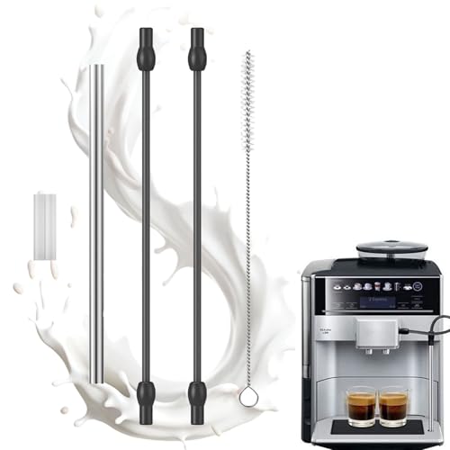 Lot de 5 tuyaux à lait de rechange EQ6, compatibles avec Siemens EQ6, avec tube à lait en acier inoxydable et brosse de nettoyage, machine à café automatique EQ6 300/500/700 et VeroAroma