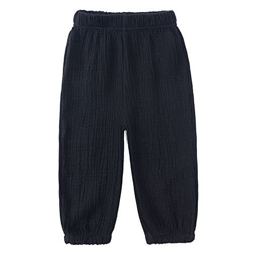 Cotton Linen Casual Pants for Girls Boys Solid Color Breathable Long Bloomers Harem Sweatpants