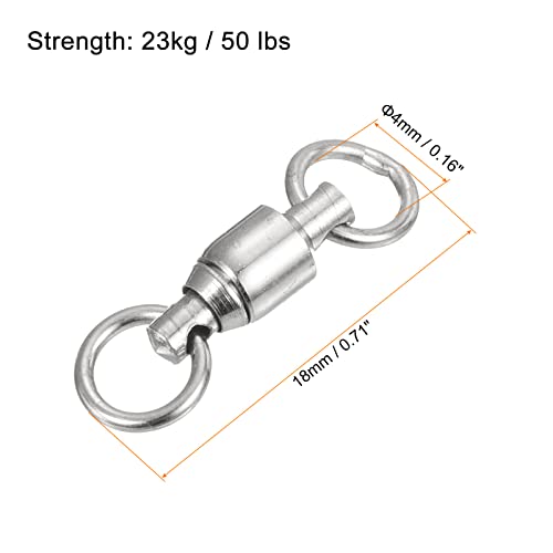 PATIKIL Ball Bearing Swivel, 10 Pack 50lb Carbon Steel Solid Welded Ring Fishing Tackle Connector, Silver - Image 2